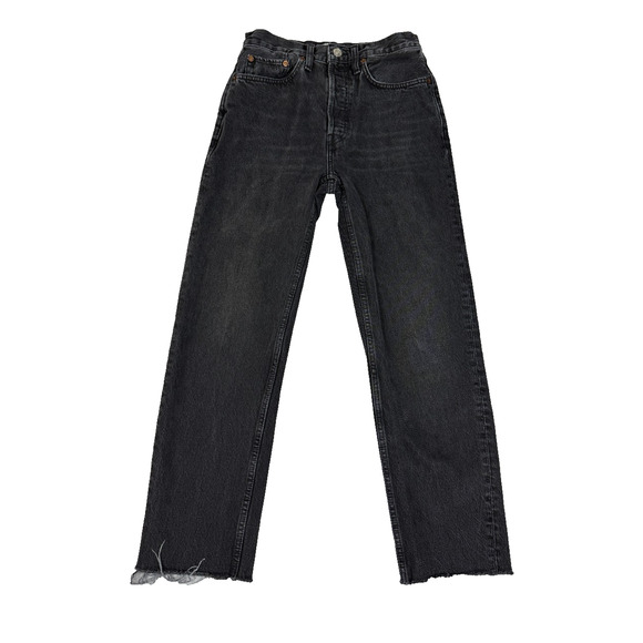 Re/Done Womens Size 26 Black Button Fly Jeans - Picture 1 of 11
